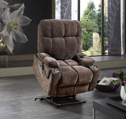 Liyasi Power Recliner - Brown Fabric, Dual OKIN Motor for Living Room