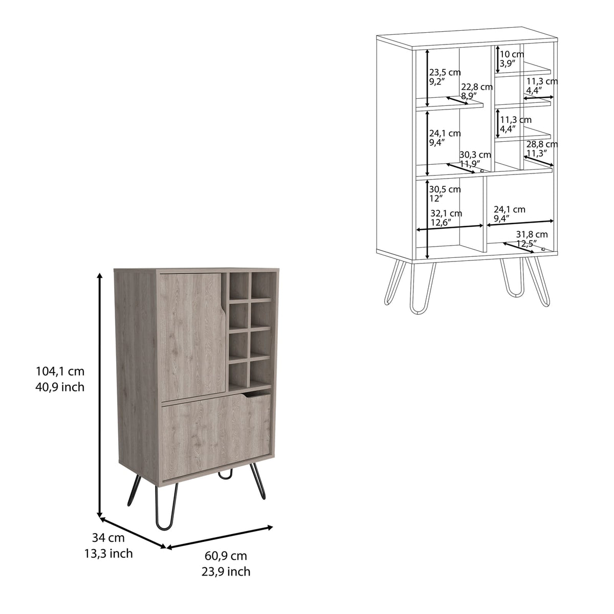 Light Gray Kitchen Island with Shelves - 13.3 x 23.9 x 40.9", Storage Cart