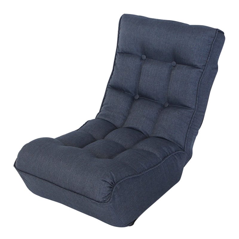 Navy Linen Metal Bean Bag Chair - Adjustable Reclining Sofa for Living Room