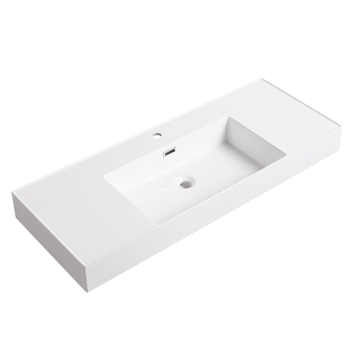Gloss White Resin Bathroom Vanity - 47.2" Sink