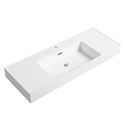 Gloss White Resin Bathroom Vanity - 47.2" Sink