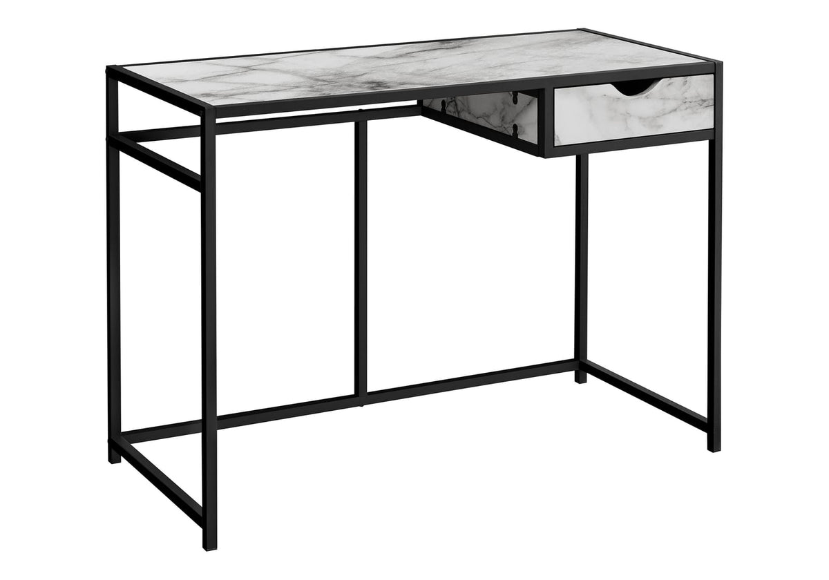 White Computer Desk with Storage Drawer - Compact Home Office Desk