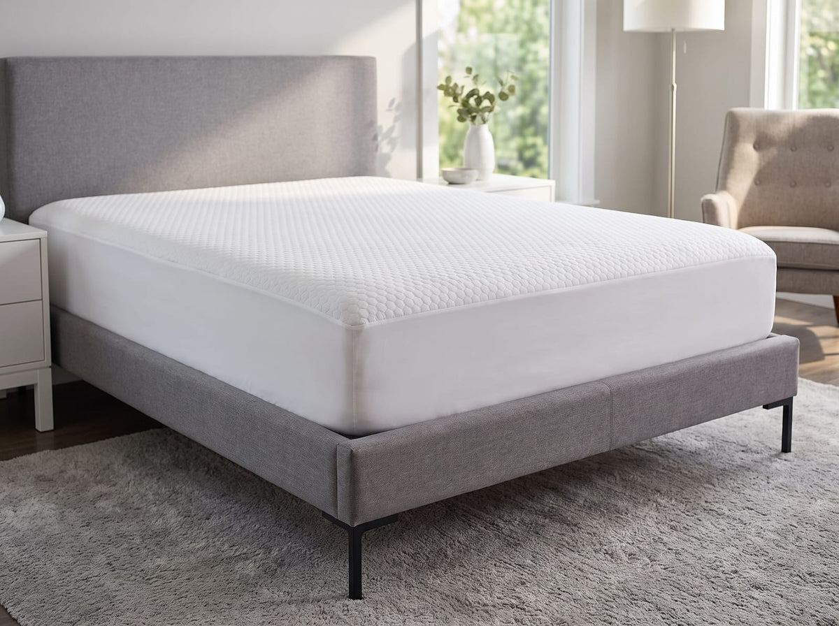Cooling Twin Mattress Protector - White Polyester