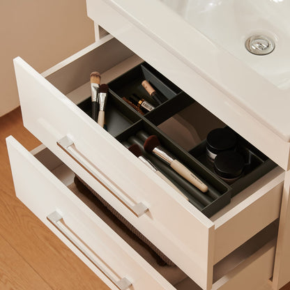 24 Inch White Bathroom Vanity - Wall Mounted Storage