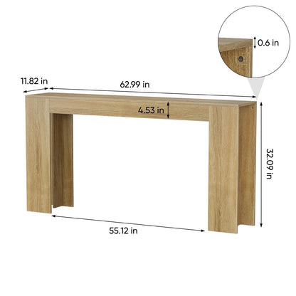 62.99" Oak Farmhouse Entryway Table - Sofa Table for Living Room