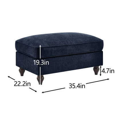 Blue Chenille Ottoman - 35.4" Sofa Ottoman