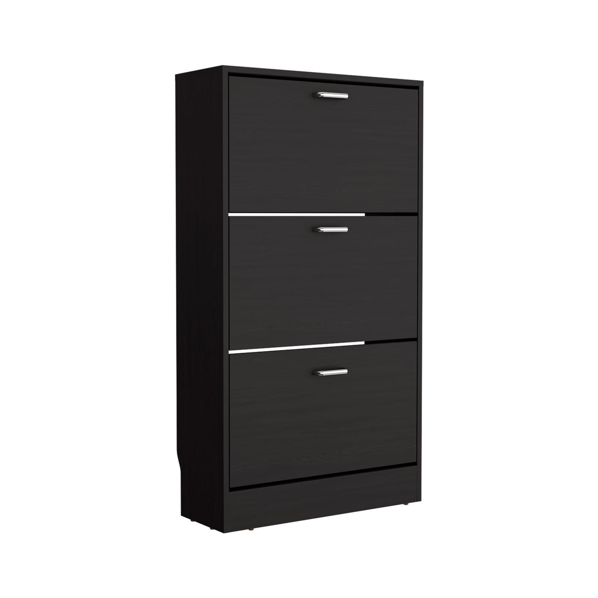 Black MDF Shoe Cabinet - Small Bedroom Storage