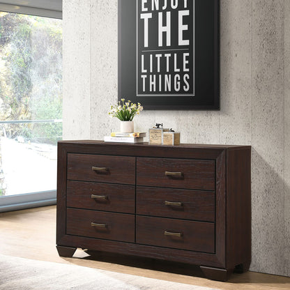 Dark Brown Engineered Wood 6-Drawer Bedroom Dresser