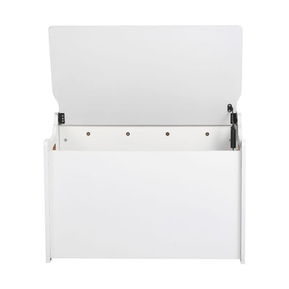 White Kids Storage Bench - MDF Toy Box with Backrest