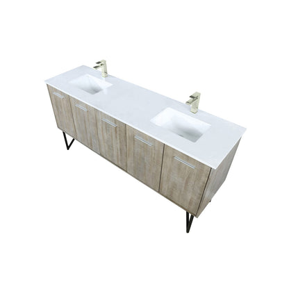 Acacia Wood Double Bath Vanity 72" with Marble Top