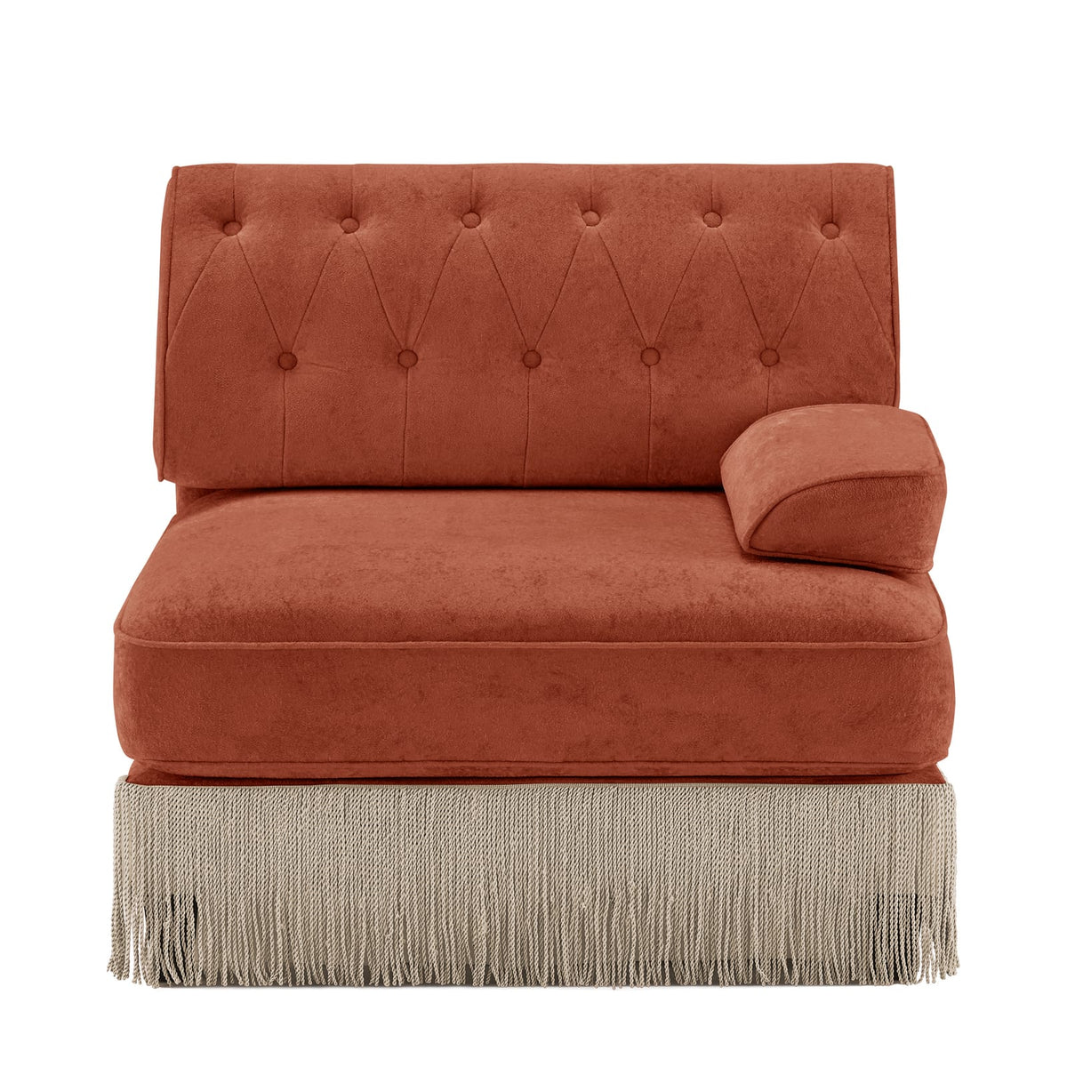 Red Brown Velvet Modular Sofa - 1 Seat