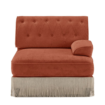 Red Brown Velvet Modular Sofa - 1 Seat