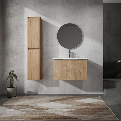 30" Wall-Mounted Bathroom Vanity - Plywood, Soft Close Doors