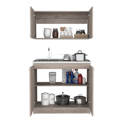 Light Gray Engineered Wood Cabinet Set 30.8" W