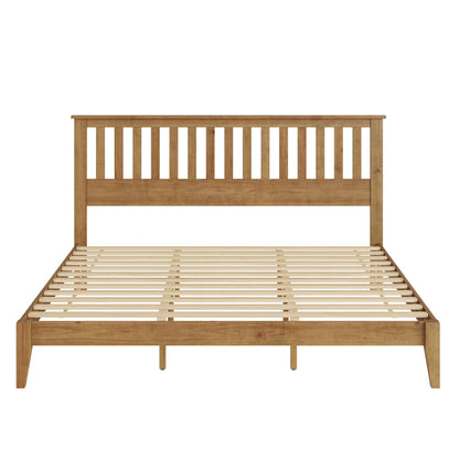 Mission Style King Bed Frame with Integrated Slat System for Bedroom