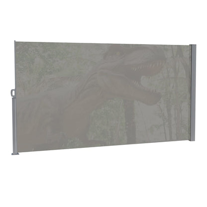 Gray Retractable Side Awning Screen for Garden or Pool Area