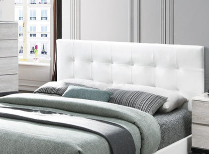 Modern Queen Bed Frame - White Faux Leather