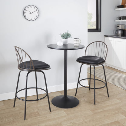 Fixed-Height Counter Stool - Brown Faux Leather Dining Set of 2