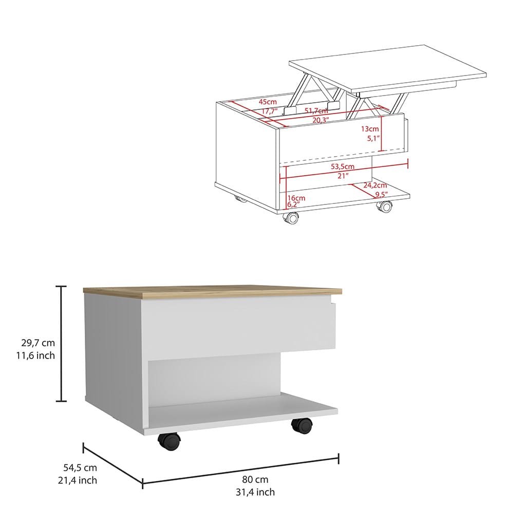 Luanda Lift Top Coffee Table - Multicolored Storage Desk