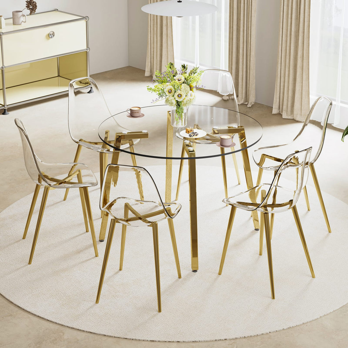 Transparent Tempered Glass Dining Table - 42" Round