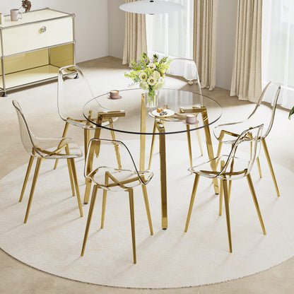 Transparent Tempered Glass Dining Table - 42" Round