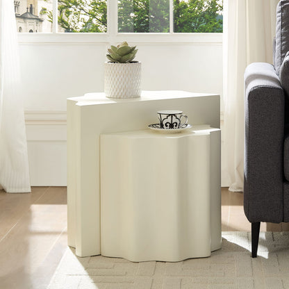 Beige Fiberglass Coffee Tables - 2 Piece Set for Living Room