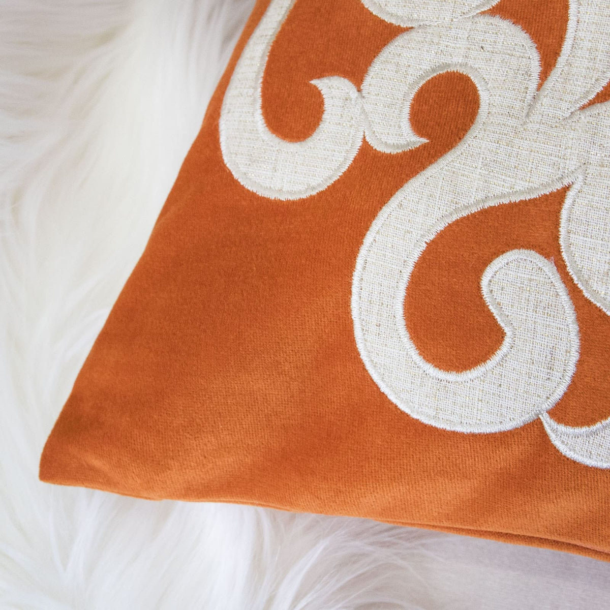 Dora Vintage Vine Set of 2 - Orange Polyester Pillow Covers
