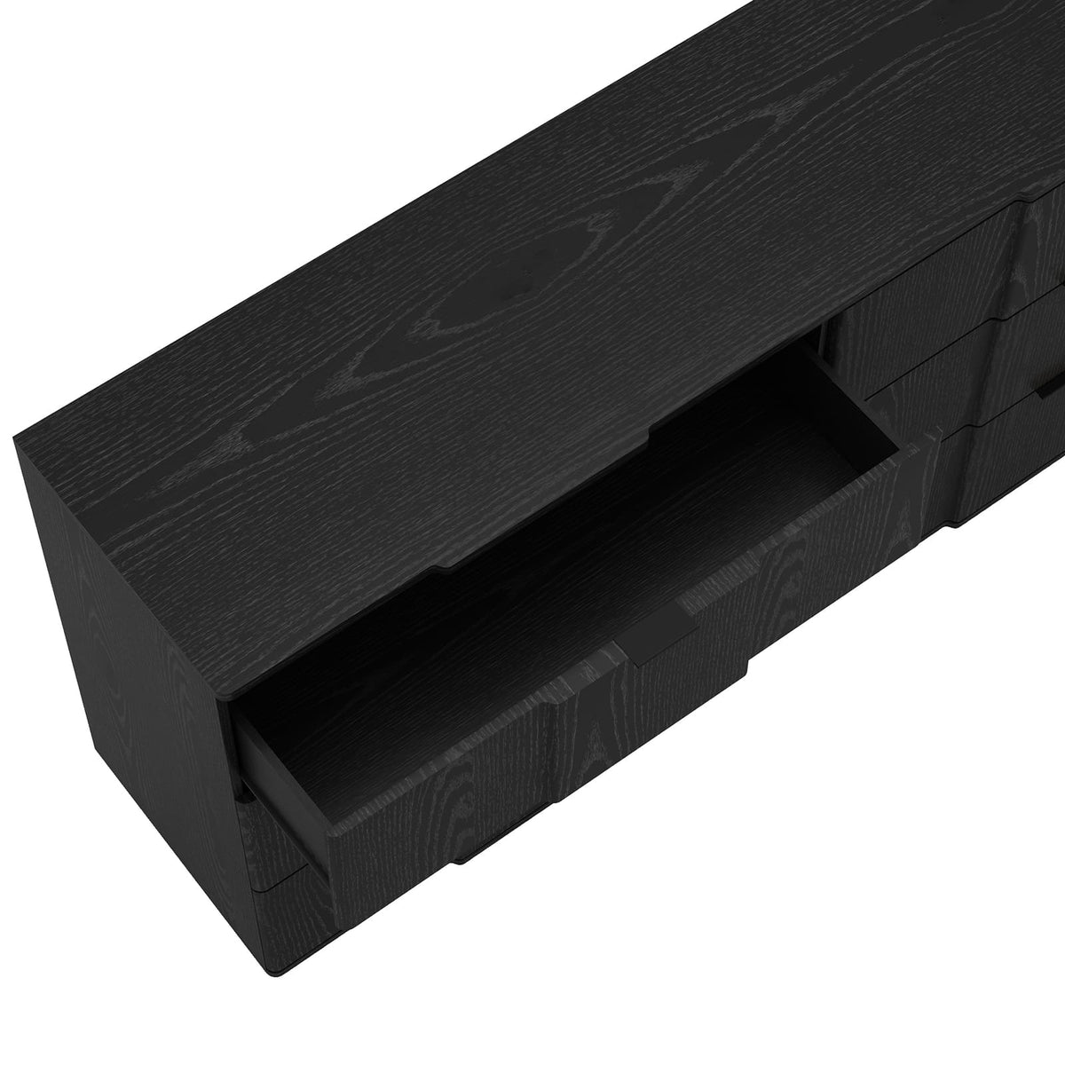 72" Black MDF Dresser with 6 Drawers