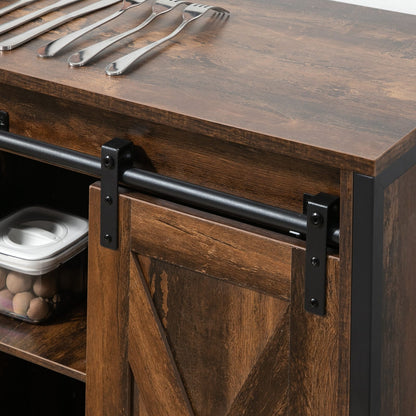 Rustic Brown Industrial Sideboard Buffet Cabinet - Storage Solutions