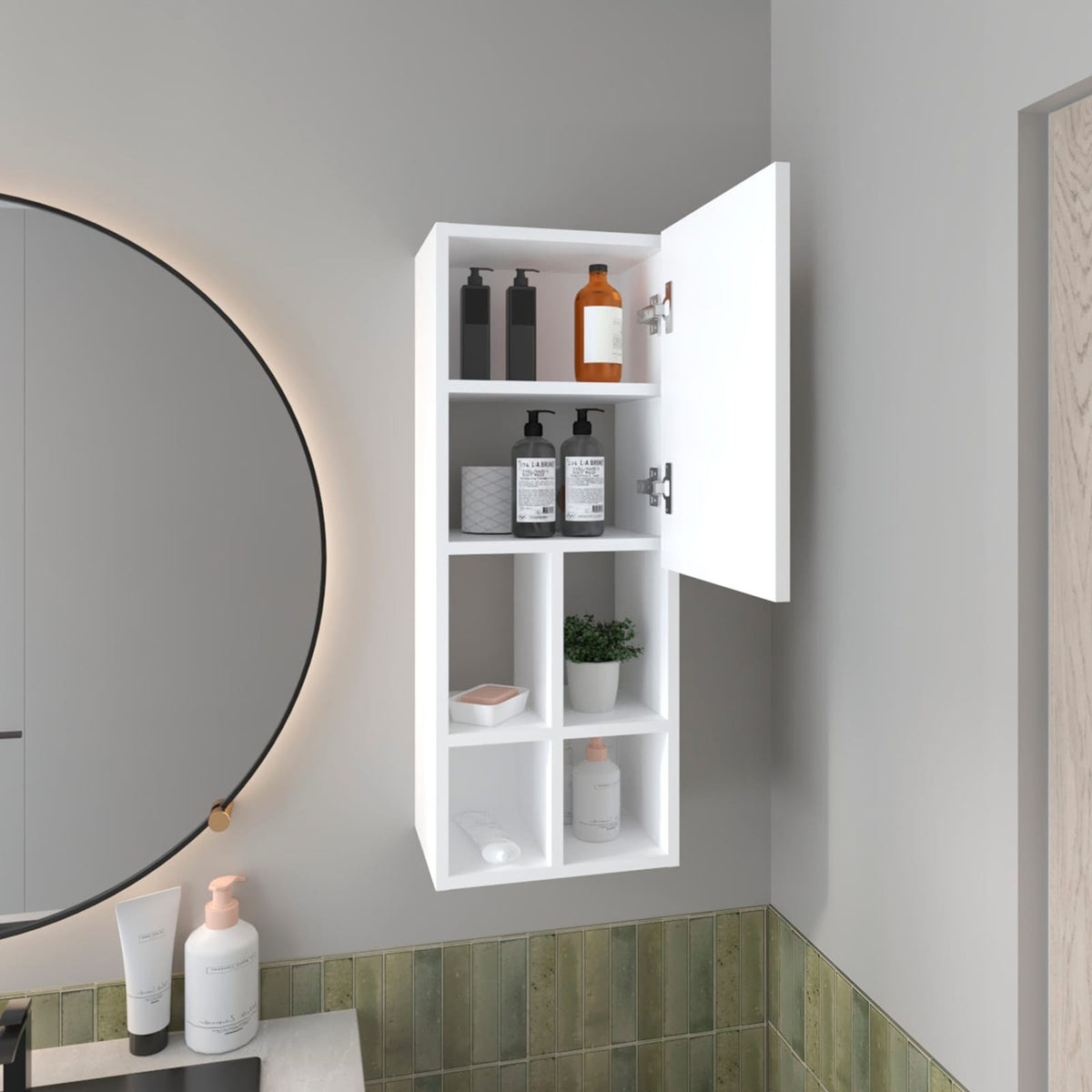 White Wall Mounted Bathroom Storage Cabinet