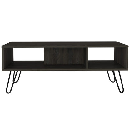 Modern Brown Particle Board Coffee Table with Open Shelf Storage for Living Room