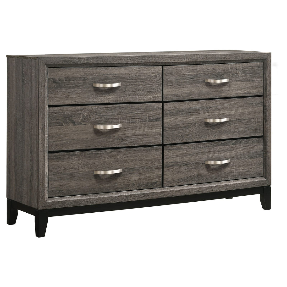 Cabrillo Grey Oak 6-Drawer Dresser - Grey Engineered Wood for Bedroom