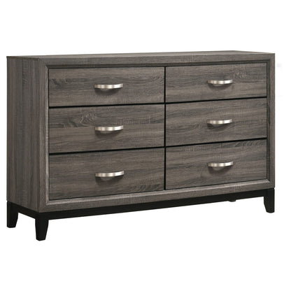 Cabrillo Grey Oak 6-Drawer Dresser - Grey Engineered Wood for Bedroom