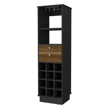 Wenge 12 Bottle Bar Cabinet with Drawers & Shelf for Living Room
