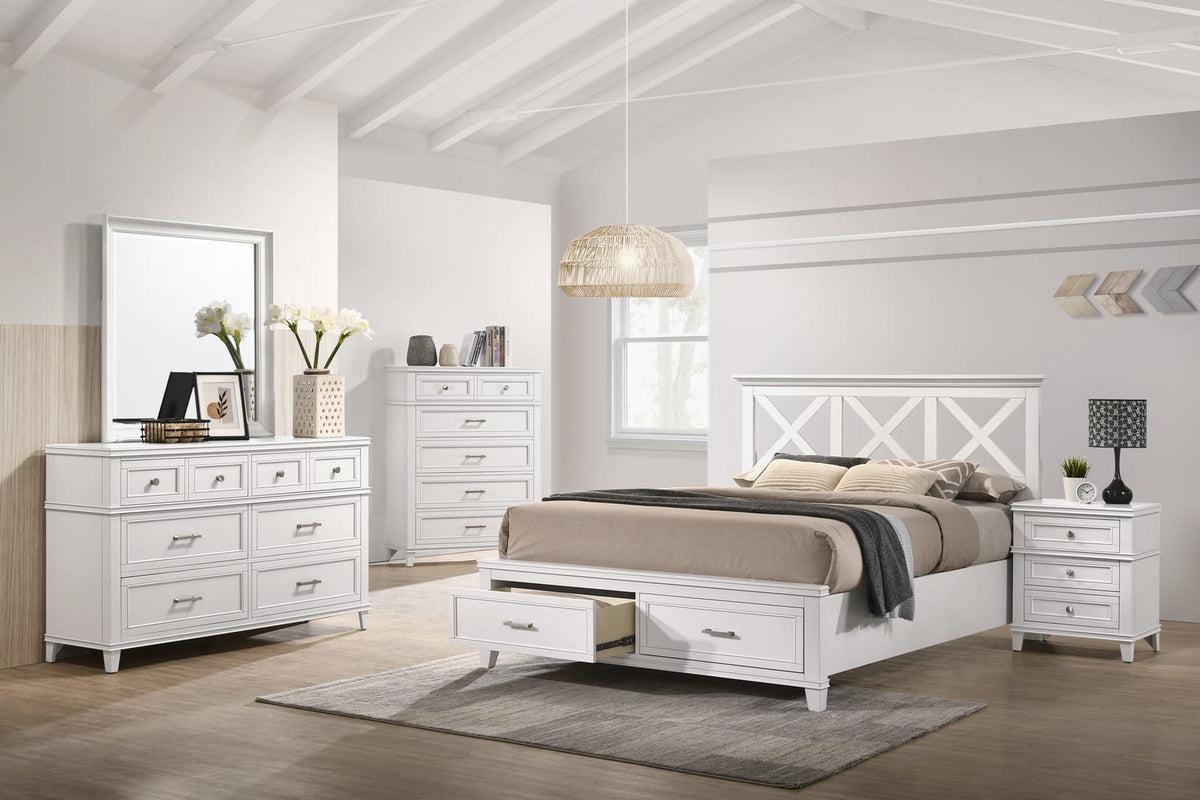White 6 Drawer Dresser - Solid Wood MDF Storage