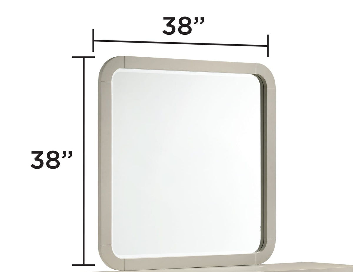 Beige Wood Frame Mirror - Bedroom Vanity Mirror