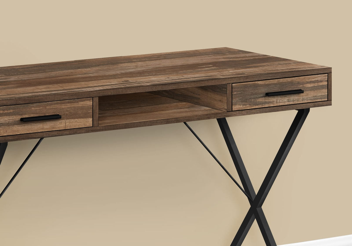 Brown Reclaimed Wood Look Computer Desk with Storage for Home Office