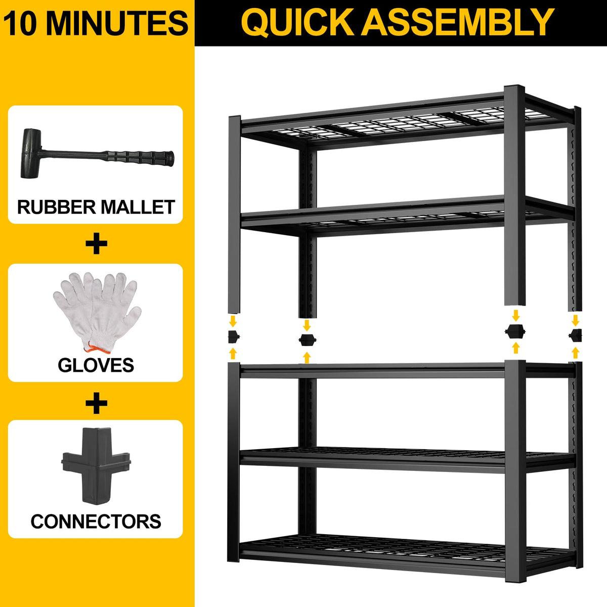 59 Inch Metal Garage Storage Rack - Heavy Duty Steel Shelving Unit