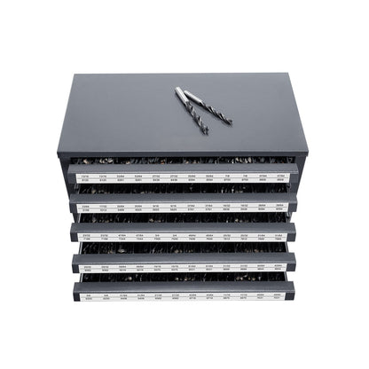 Drill Bit Organizer Cabinet - 5 Drawers Steel Gray Storage