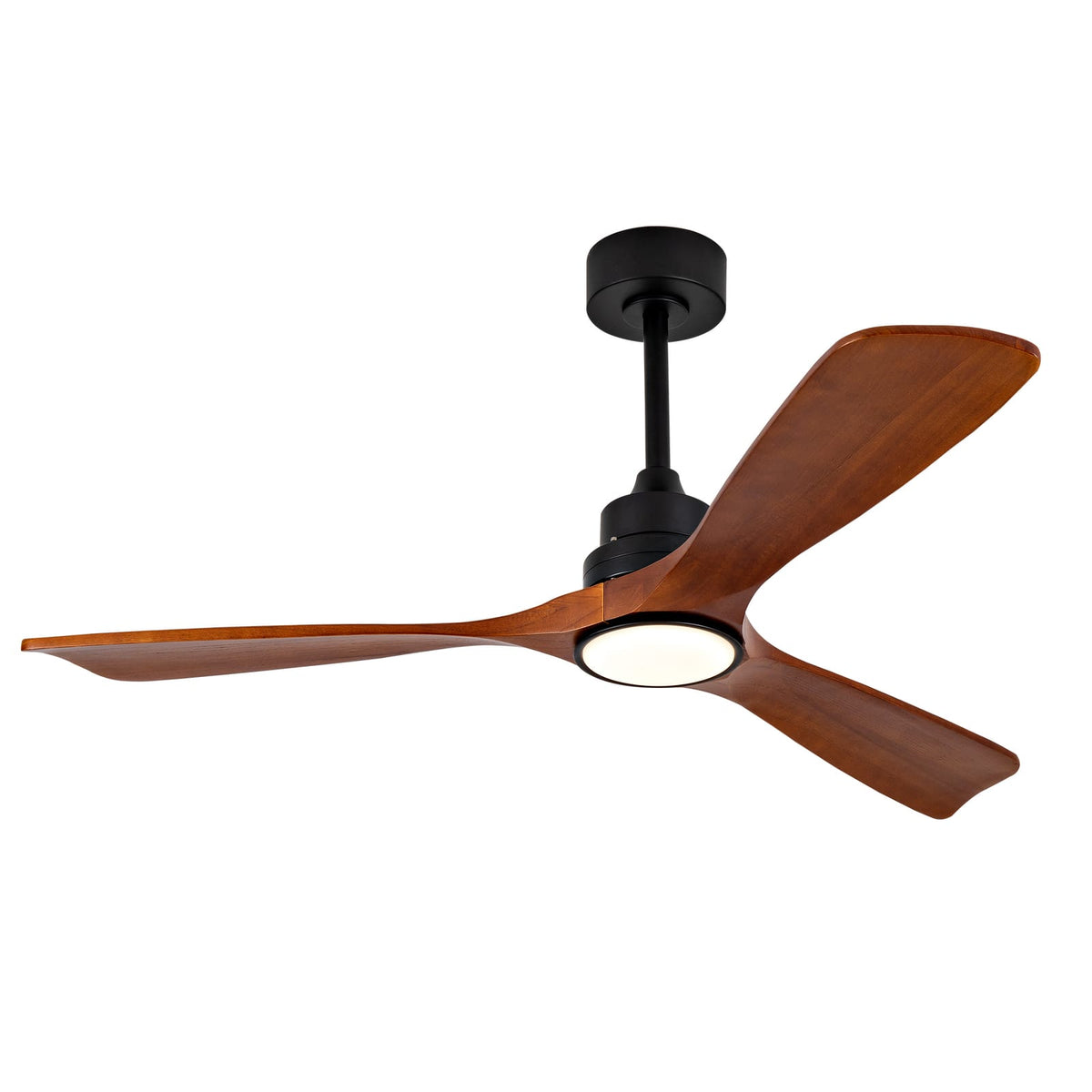 52 Inch Solid Wood Ceiling Fan with Lights Black