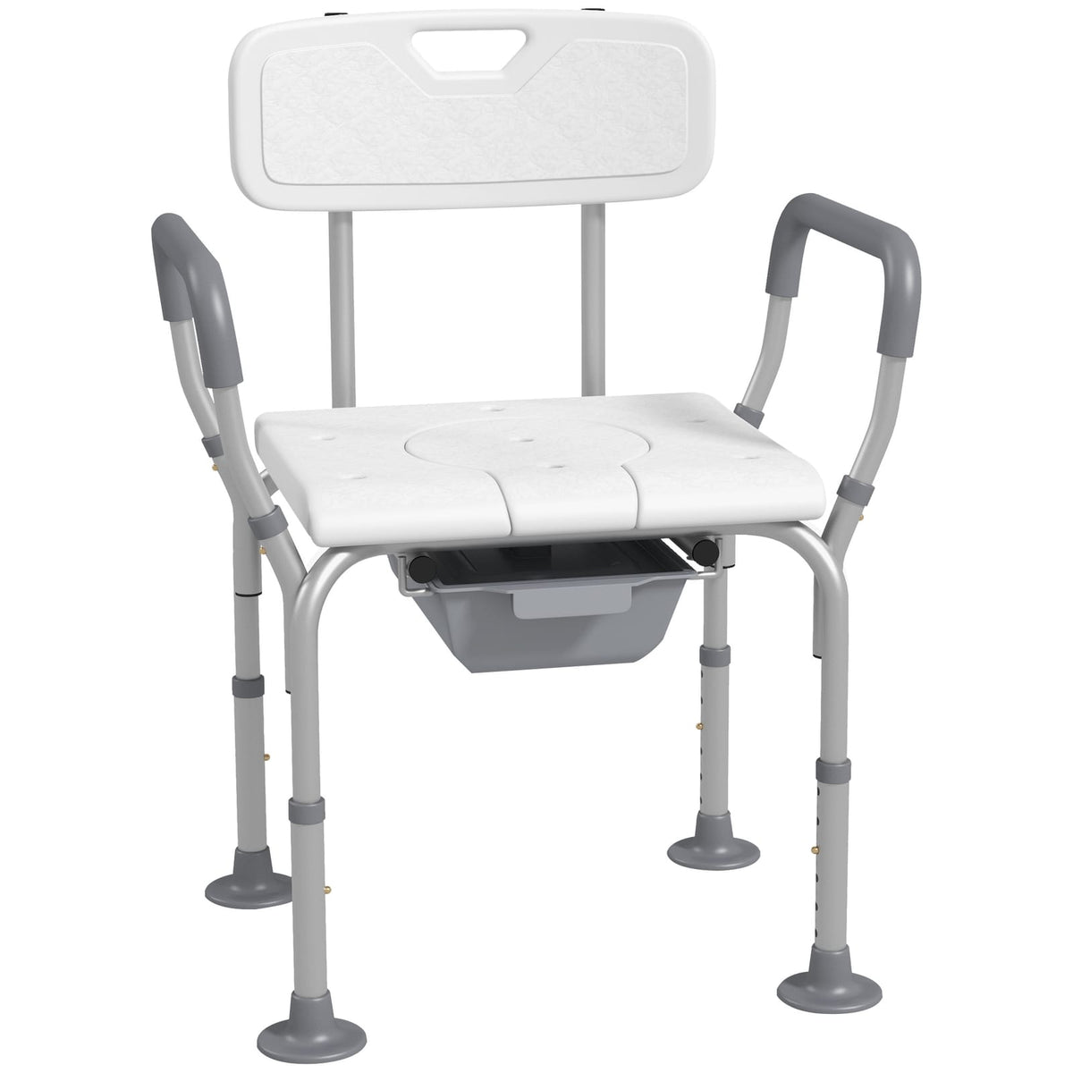 3-in-1 Shower Chair - Bedside Commode & Raised Toilet Seat, White for Living Room