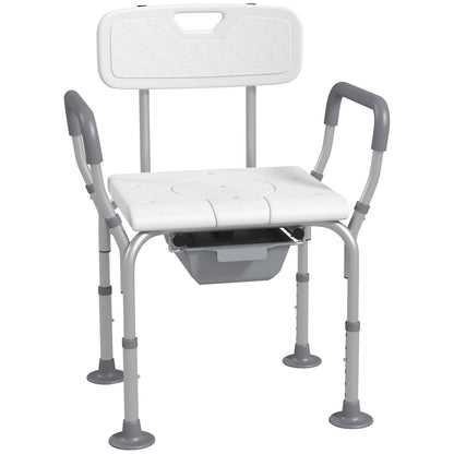 3-in-1 Shower Chair - Bedside Commode & Raised Toilet Seat, White for Living Room