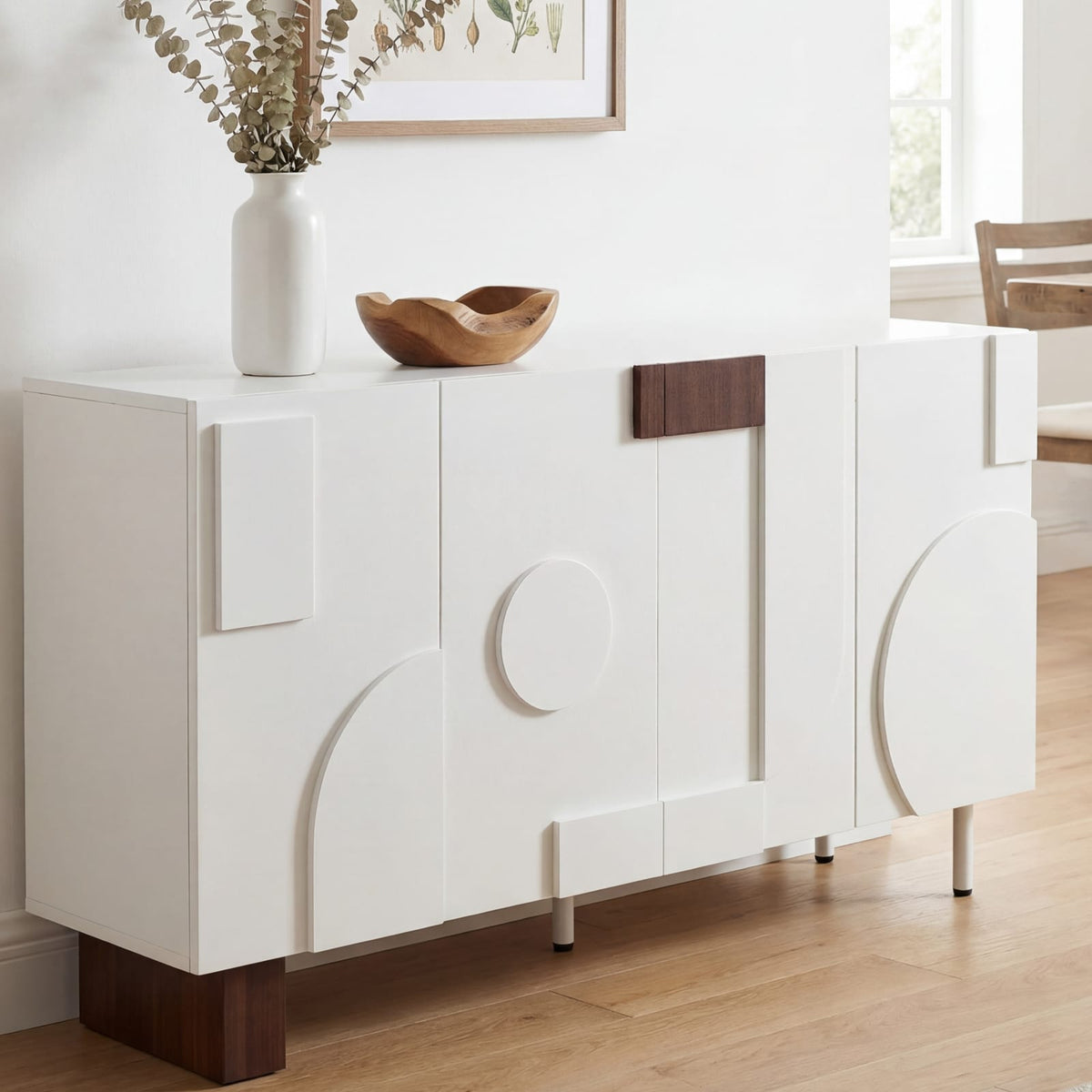 Modern White Sideboard Buffet Cabinet - 62" Storage Unit