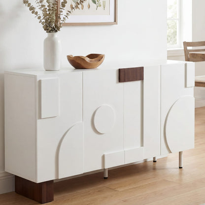 Modern White Sideboard Buffet Cabinet - 62" Storage Unit
