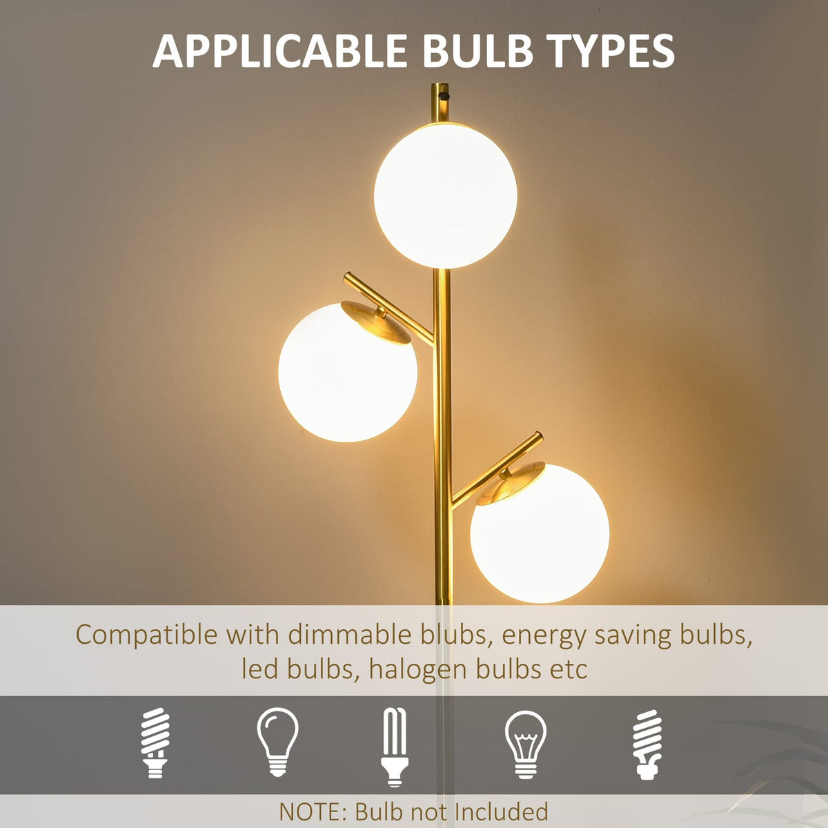 Gold Modern Tree Lamp - 3-Light Floor Lamp for Living Room & Bedroom