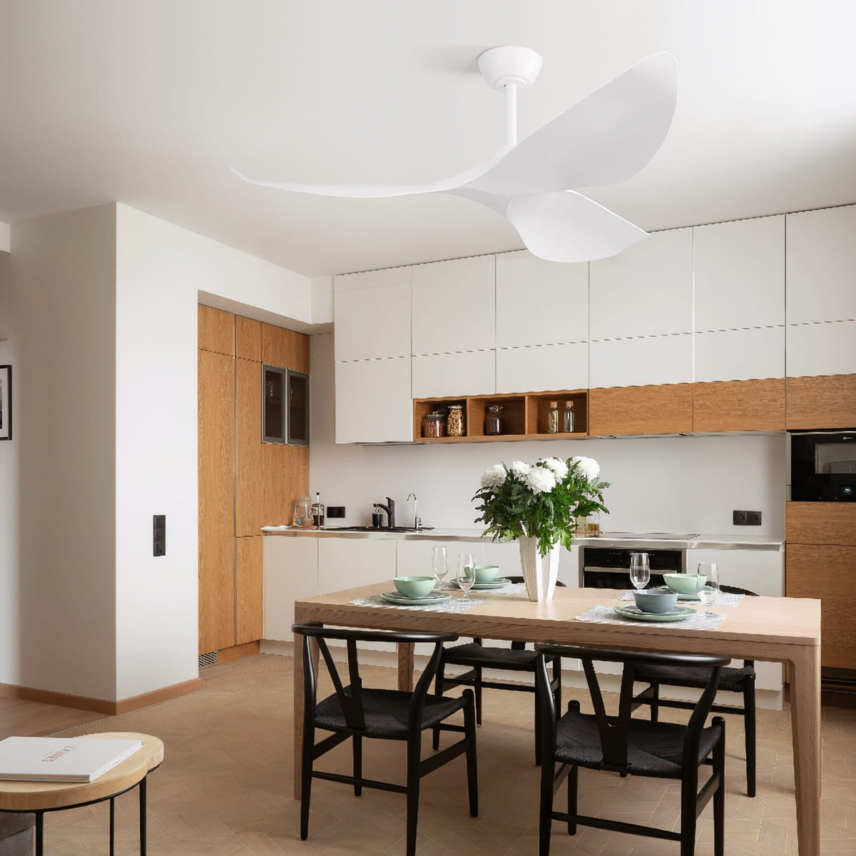 38 Inch White ABS Ceiling Fan DC Motor Remote