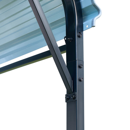 Gray Steel Carport for Garden or Poolside Vehicle Storage