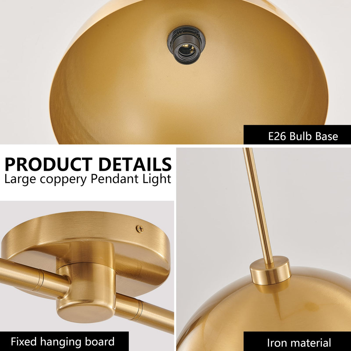 Coppery Iron Double Pendant Light - 41 Inch Dining Room Lighting