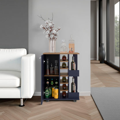Multicolor Particle Board Kitchen Wine Rack Cabinet with Casters