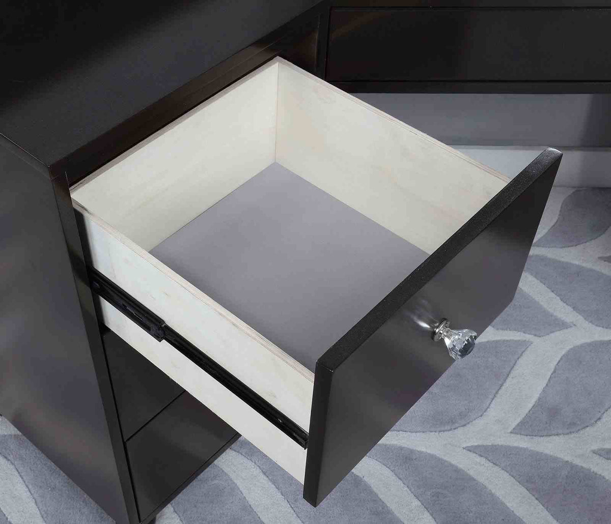 Grey Mix Mirror & Wood Makeup Vanity with 5 Drawers for Bedroom